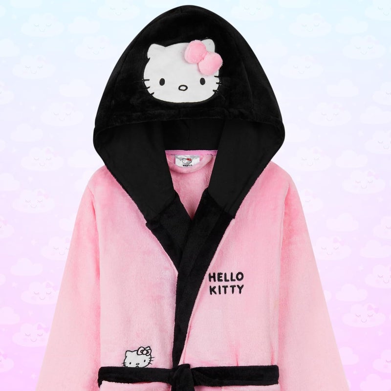 Hello Kitty Sanrio Robe for Girls, Teens, Fleece Hooded Bath Robe Cozy Loungewear Cinnamoroll Kuromi Kawaii Gifts For Girls - Image 2